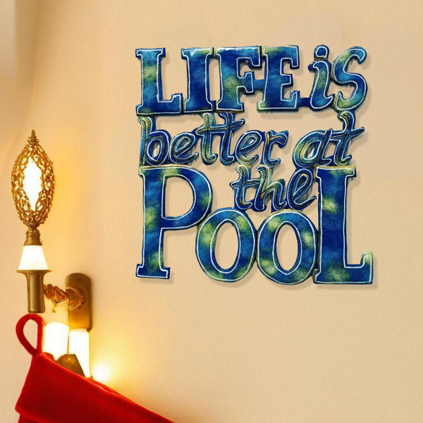 CIFbuy热带海滨夏日装饰铁制泳池壁挂艺术（TikTok、temu下自提）-6