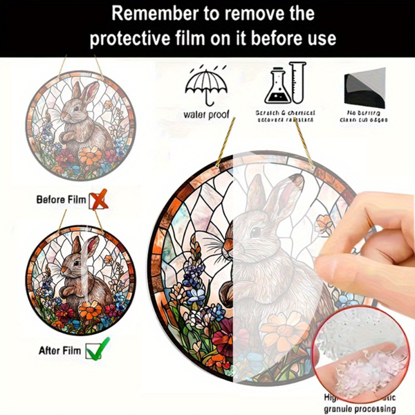 CIFbuy透光挂饰亚克力花卉兔子房间窗户装饰生日礼物（TikTok、temu下自提）-3