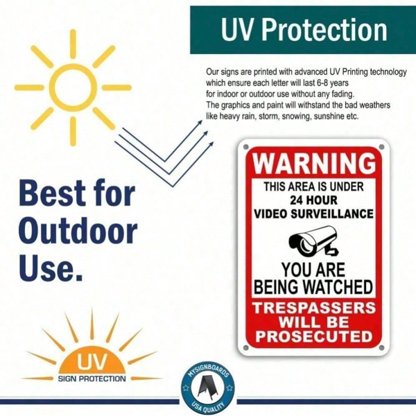 CIFbuy 全天候监控警示牌 坚固金属庭院安防标牌 室内外通用（TikTok、temu下自提）-7