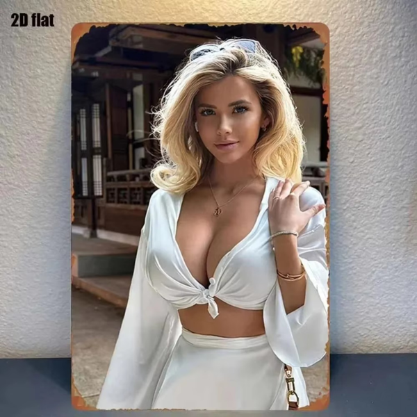 CIFbuy复古金色卷发女士铝墙饰 卧室酒吧花园户外家居装饰（TikTok、temu下自提）-1