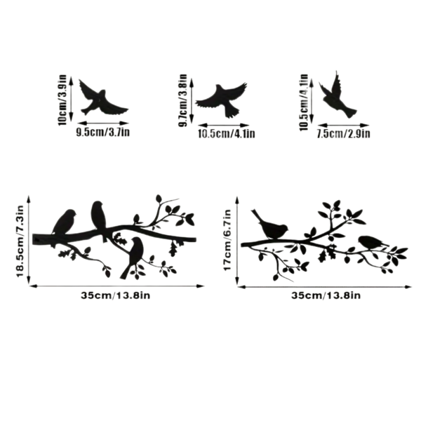 CIFbuy现代5件套金属飞鸟墙饰 防锈防水客厅卧室庭院花园耐用室内外家居装饰独特暖屋婚礼生日礼品（TikTok、temu下自提）-6
