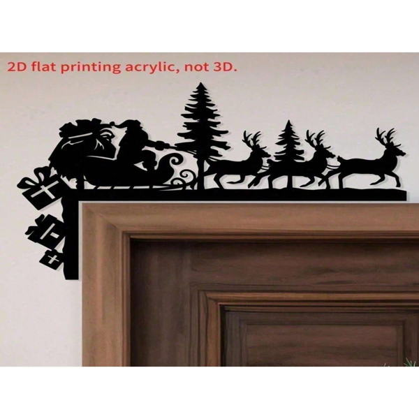 CIFbuy三维驯鹿角圣诞老人剪影金属墙饰 节日挂饰家居装饰品（TikTok、temu下自提）-5