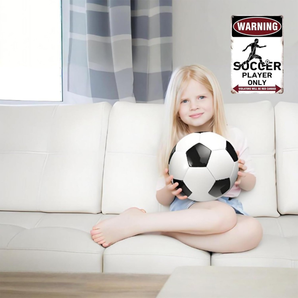 CIFbuy男孩女孩足球房装饰品足球礼物卧室墙饰金属足球运动员标志（TikTok、temu下自提）-3