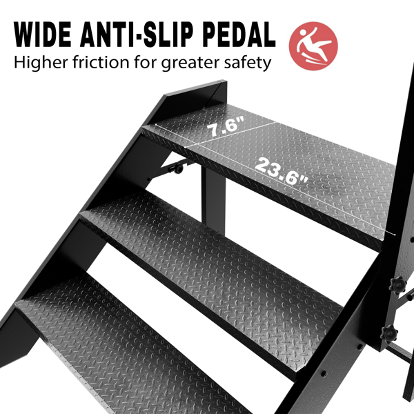 可折叠阶梯凳，3 级折叠阶梯，带高度可调扶手和防滑脚垫的房车阶梯，适用于家庭、旅行拖车、露营车、移动房屋、水疗中心和门廊的热水浴缸阶梯（TEMU仅可自提）-5