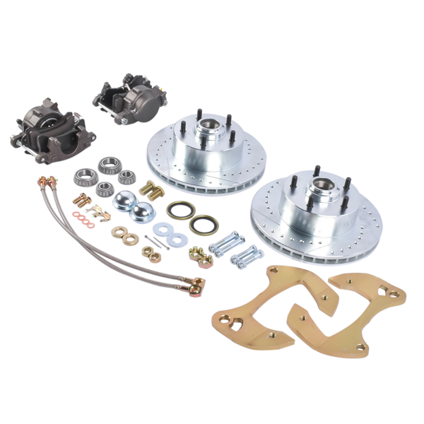 刹车盘套装 Deluxe Disc Brake Conversion Kit Drilled/Slotted Fits for Chevy Biscayne Bel Air Impala Nomad Del Ray Full Size Car V8 1955-1957 & 1959-1964-2