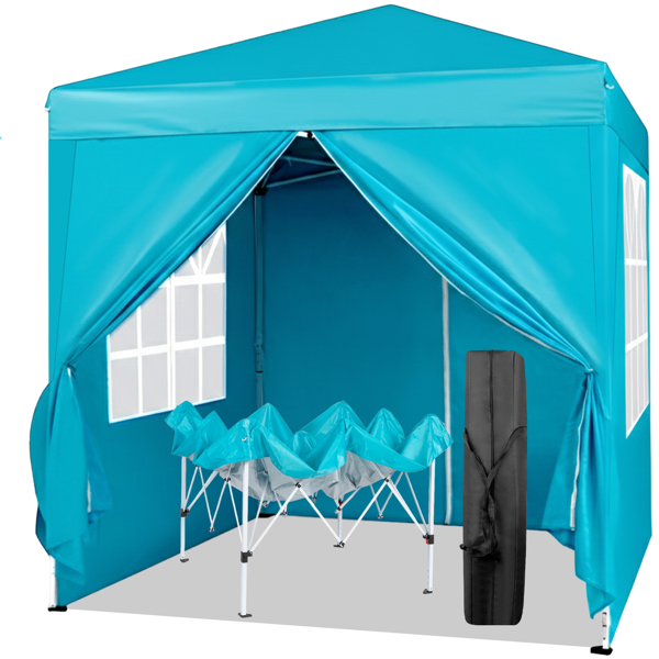 6.5X6.5FT 湖蓝色 4围(2围2门)  折叠棚 210D牛津布 白色喷塑钢管 配拎包-5