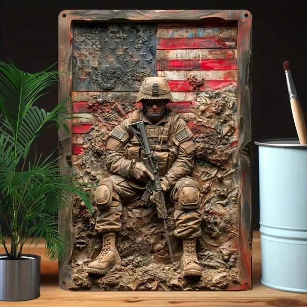 CIFbuy复古铁板浮雕乡村美国壁画耐用防潮家居办公装饰(TikTok、temu下自提)-5