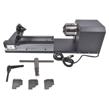 旋转轴 Rotary Axis with 3-Jaw Chuck for 50W 60W 80W 100W 130W CO2 Engraver 4.2A 1.68V 1:2 2-Phase for DM542 and DM556 Wood and More
