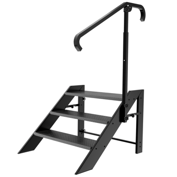 可折叠阶梯凳，3 级折叠阶梯，带高度可调扶手和防滑脚垫的房车阶梯，适用于家庭、旅行拖车、露营车、移动房屋、水疗中心和门廊的热水浴缸阶梯（TEMU仅可自提）