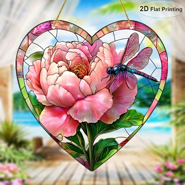 CIFbuy美丽花朵与蜻蜓光捕手花园装饰亚克力窗户挂件节日礼物（TikTok、temu下自提）-3