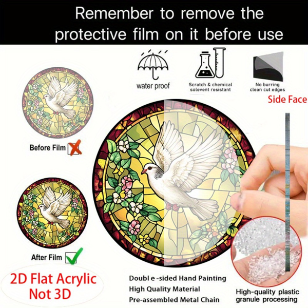 CIFbuy 亚克力彩色花窗圣灵鸽挂饰 窗户庭院装饰节日礼物（TikTok、temu下自提）-3