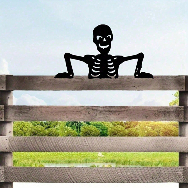 CIFbuy哥特铁制骷髅剪影墙饰 室内外万圣节庭院花园家居装饰（TikTok、temu下自提）-1