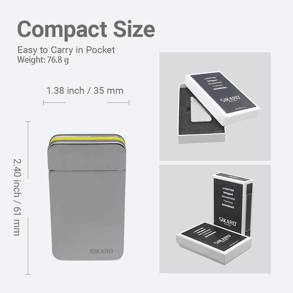 SIKARO®星空* 银面金色边条日本设计时尚强力防风打火机雪茄香烟厨房户外可重复充气可调节火焰高度便携式-4