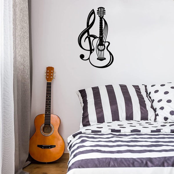 CIFbuy复古黑色电吉他壁饰 音乐工作室与卧室墙面装饰 摇滚朋克风格独特礼物（TikTok、temu下自提）-3