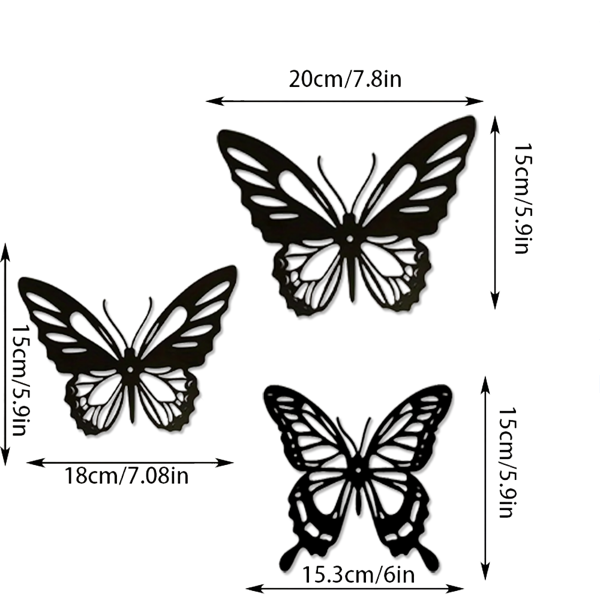 CIFbuy 复古3件套蝴蝶墙饰金属艺术组合 卧室客厅装饰 (TikTok、temu下自提)-7