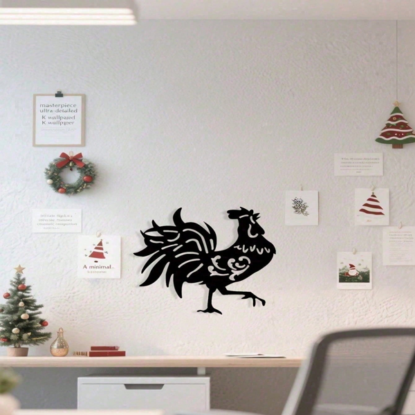 CIFbuy Vintage Black Rooster Wall Art Weather Resistant Metal Home Decor For Indoor And Outdoor (TikTok, temu pick-up service)-8