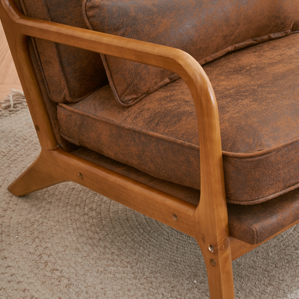 【同款编码：74986499】橡木扶手 单人休闲椅 橡木 软包 烫金布 橙色 室内休闲椅-24