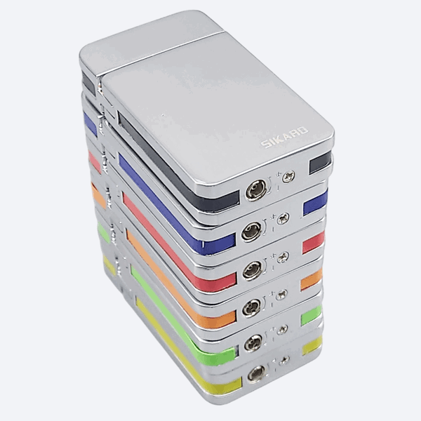 SIKARO®星空* 银面6色套装日本设计时尚强力防风打火机雪茄香烟厨房户外可重复充气可调节火焰高度便携式-9