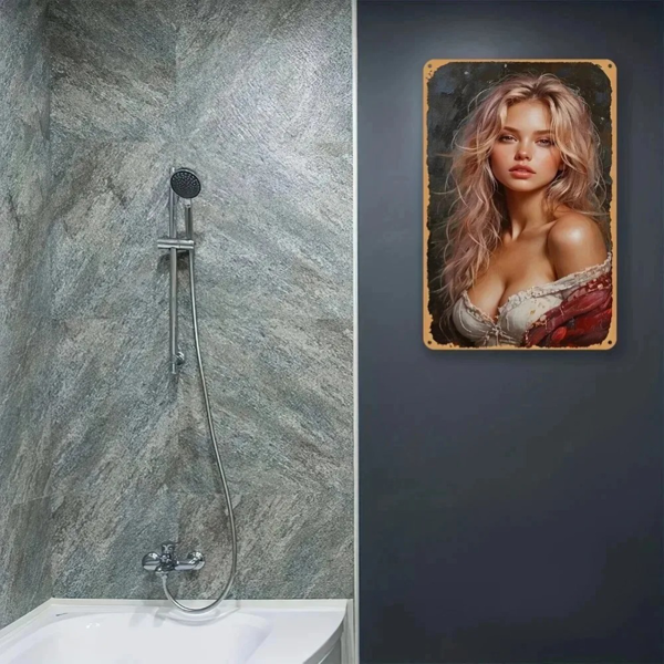 CIFbuy复古红色铝艺连衣裙女士墙面装饰防水防尘平面立体家居壁画 (TikTok、temu下自提)-6