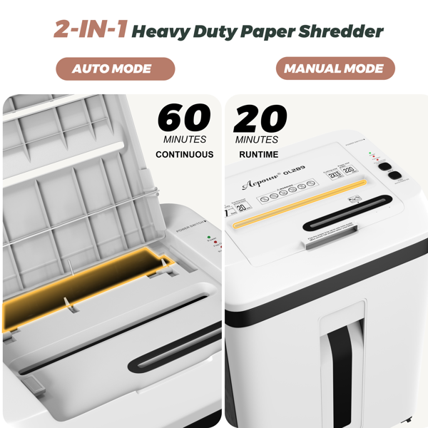150页重型碎纸机，微粒切割，支持CD/卡片，P5安全等级，60分钟不间断商用碎纸，适用于家庭办公室，5.3加仑碎纸箱，<60分贝静音，自动防卡纸-3
