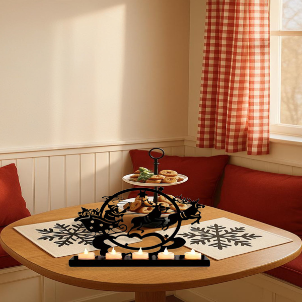 CIFbuy复古圣诞驯鹿铁制烛台餐桌壁炉装饰(TikTok、temu下自提)-6