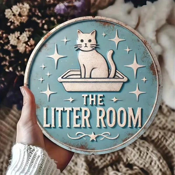 CIFbuy复古猫圆形金属牌手工雕刻花园装饰牌子(TikTok、temu下自提)-4