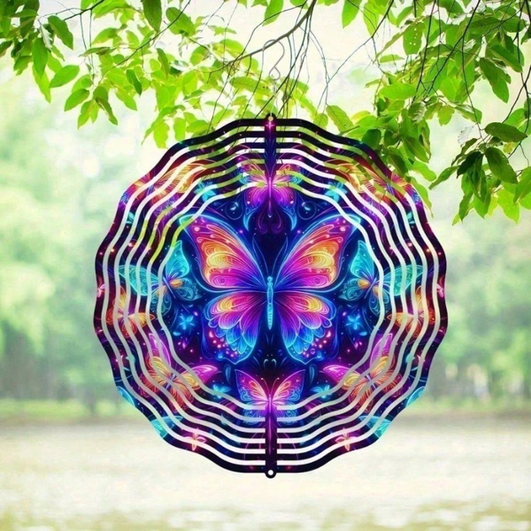 CIFbuy户外3D蝴蝶风动装饰铁制花园动态雕塑庭院阳台风水转动饰品（TikTok、temu下自提）-4