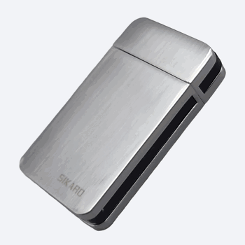 SIKARO®星空* 银面黑色边条日本设计时尚强力防风打火机雪茄香烟厨房户外可重复充气可调节火焰高度便携式