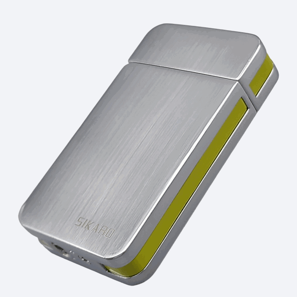 SIKARO®星空* 银面金色边条日本设计时尚强力防风打火机雪茄香烟厨房户外可重复充气可调节火焰高度便携式-1