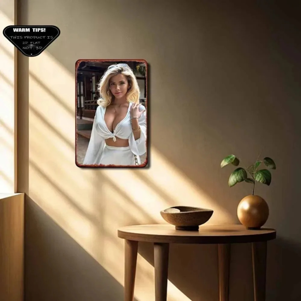 CIFbuy复古金色卷发女士铝墙饰 卧室酒吧花园户外家居装饰（TikTok、temu下自提）-4