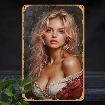 CIFbuy复古红色铝艺连衣裙女士墙面装饰防水防尘平面立体家居壁画 (TikTok、temu下自提)