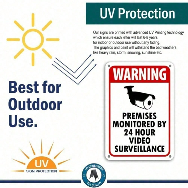 CIFbuy 安全警示标识 摄像头监控金属标识 用于家庭安全的室内室外 24 小时视频监控标识（TikTok、上门取件服务）-7