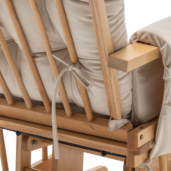 摇椅替换坐垫（含储物袋），5件装 柔软天鹅绒加厚款 可水洗防滑设计 通用型适用于摇椅 米色-4