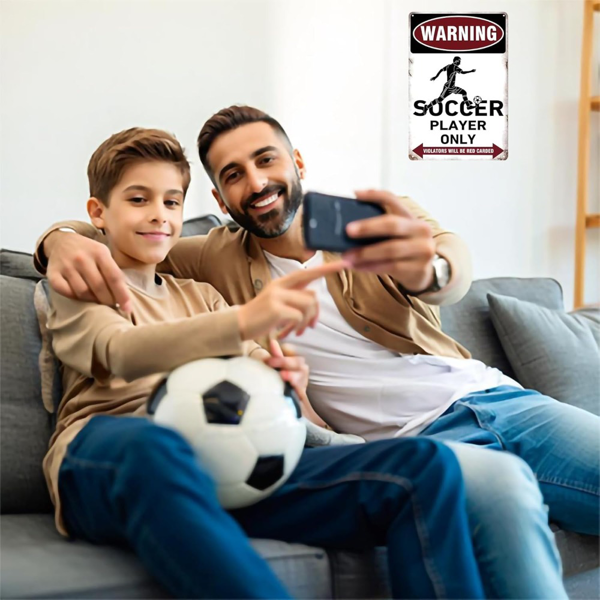 CIFbuy男孩女孩足球房装饰品足球礼物卧室墙饰金属足球运动员标志（TikTok、temu下自提）-2