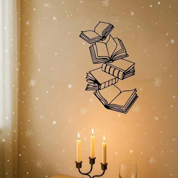 CIFbuy 复古堆叠书籍金属墙面装饰 客厅书房工业风雕塑 圣诞万圣礼物 (TikTok、temu下自提)-4