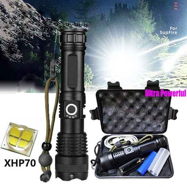 USB可充电LED手电筒5种照明模式户外露营徒步手电筒-10