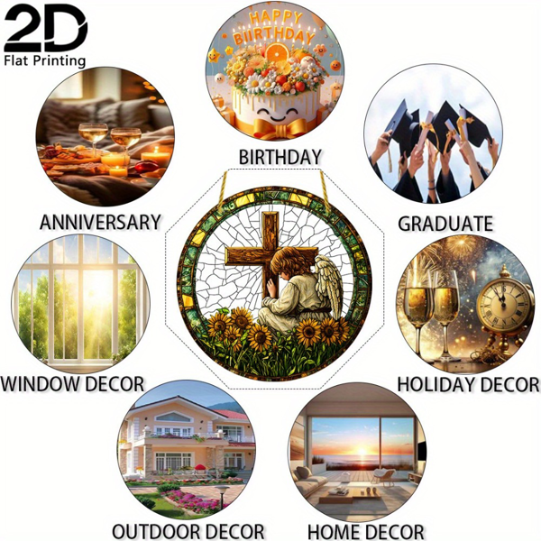 CIFbuy亚克力十字挂饰 8x8英寸 花园窗户家居装饰礼物（TikTok、temu下自提）-6