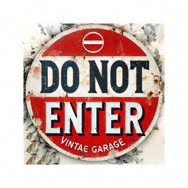 CIFbuy复古禁止进入标志车库酒吧墙面装饰圆形金属标牌（TikTok、temu下自提）-9
