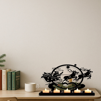 CIFbuy复古圣诞驯鹿铁制烛台餐桌壁炉装饰(TikTok、temu下自提)