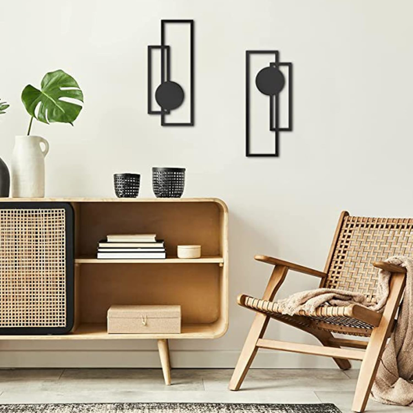 中文标题：CIFbuy抽象线条铁墙艺术套件 现代简约黑白装饰适用于客厅卧室办公室万圣节礼物（TikTok、temu下自提）-7