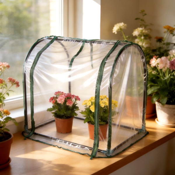 （自提可发加拿大，temu&tk下自提单）28.94×21.46×27.76 英寸桌面迷你温室，带拉链门紧凑型育苗棚，免工具安装可移动花房 适用于窗台阳台都市园艺，PVC 防水罩钢架结构 专为种子发芽培育设计-7