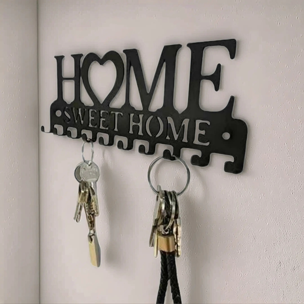 CIFbuy黑色墙壁钥匙挂钩置物架收纳架（TikTok、temu下自提）-3