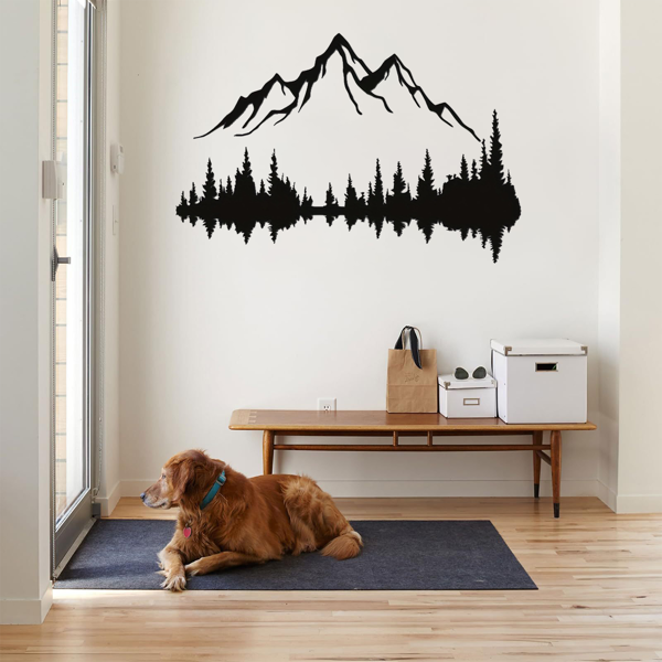 CIFbuy大号黑色铁制山树浮雕壁画两件套 客厅卧室墙面装饰品（TikTok、temu下自提）-7