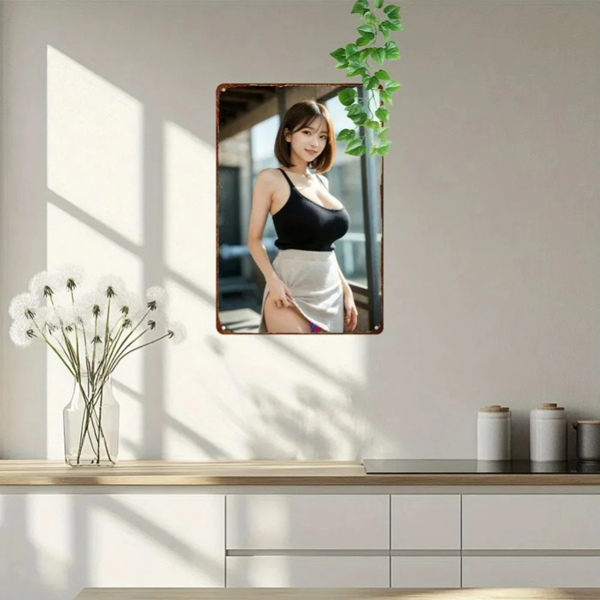 CIFbuy怀旧动漫少女金属标牌 铝制墙面装饰 家居办公礼品（TikTok、temu下自提）-3
