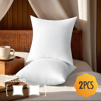 这套两只装22英寸白色抱枕芯，采用高密度聚酯纤维填充，蓬松饱满不易变形。加大尺寸带来更舒适的倚靠体验，无论是沙发休闲还是床上阅读都能提供完美支撑。无枕套设计让您自由搭配家居风格，是提升居家品质的理想选择。