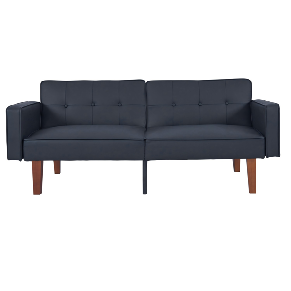 现代 PU 皮革沙发｜可调节倾斜靠背簇绒沙发｜木脚+金属支撑脚客厅休闲沙发-2