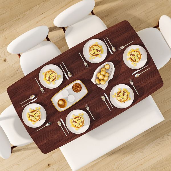 1桌4椅1凳 拆装 橡胶木+软包 深胡桃色 餐桌椅套装 米色坐垫 长方形-11