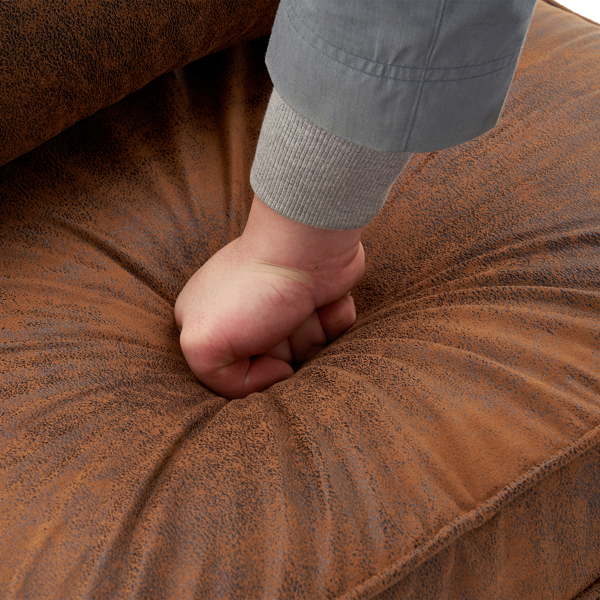 【同款编码：74986499】橡木扶手 单人休闲椅 橡木 软包 烫金布 橙色 室内休闲椅-21