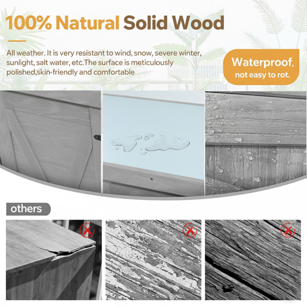 不同于普通的实木收纳柜,可对标HDPE材质,新款实木带储物柜和金属台面的盆栽台，用于户外露台、户外工作台表面两层水性漆-灰色，可自提-4