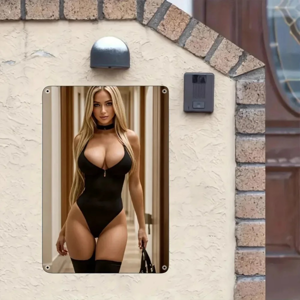 CIFbuy复古沙滩女孩铝墙艺术8x12英寸防锈易挂家居酒吧咖啡馆装饰(TikTok、temu下自提)-5